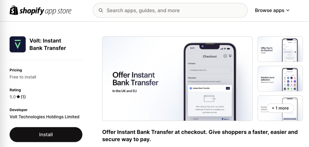 Volt in Shopify app store
