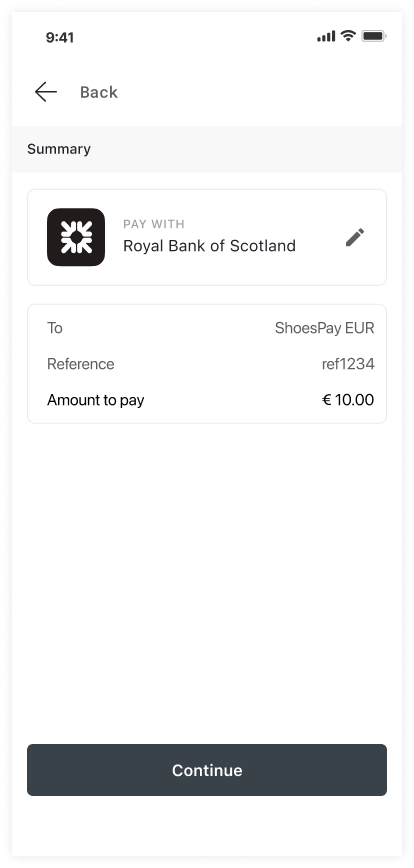 Payment summary screenshot